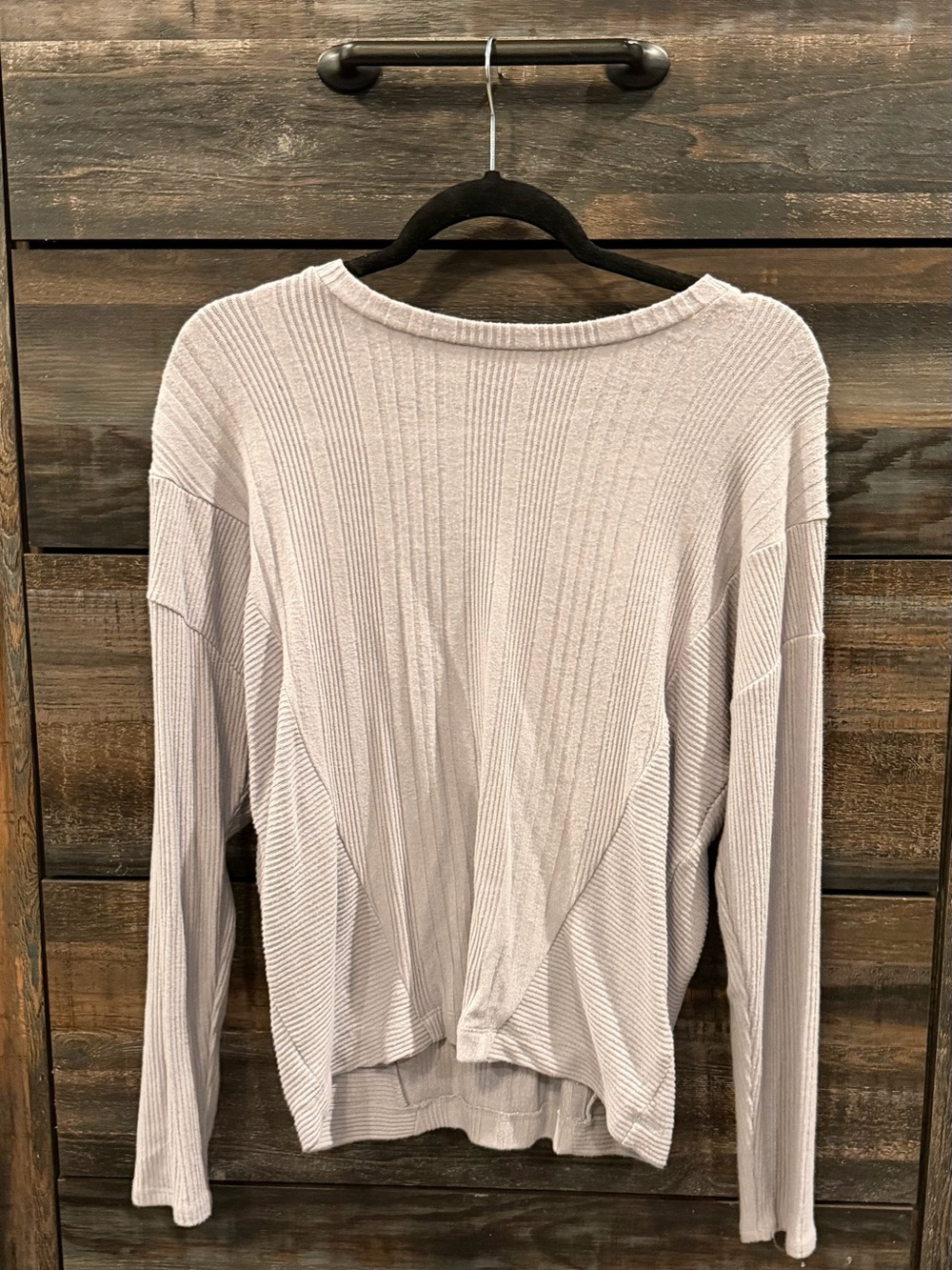 Simply Vera Vera Wang Light Gray Ribbed Pullover Sweatshirt